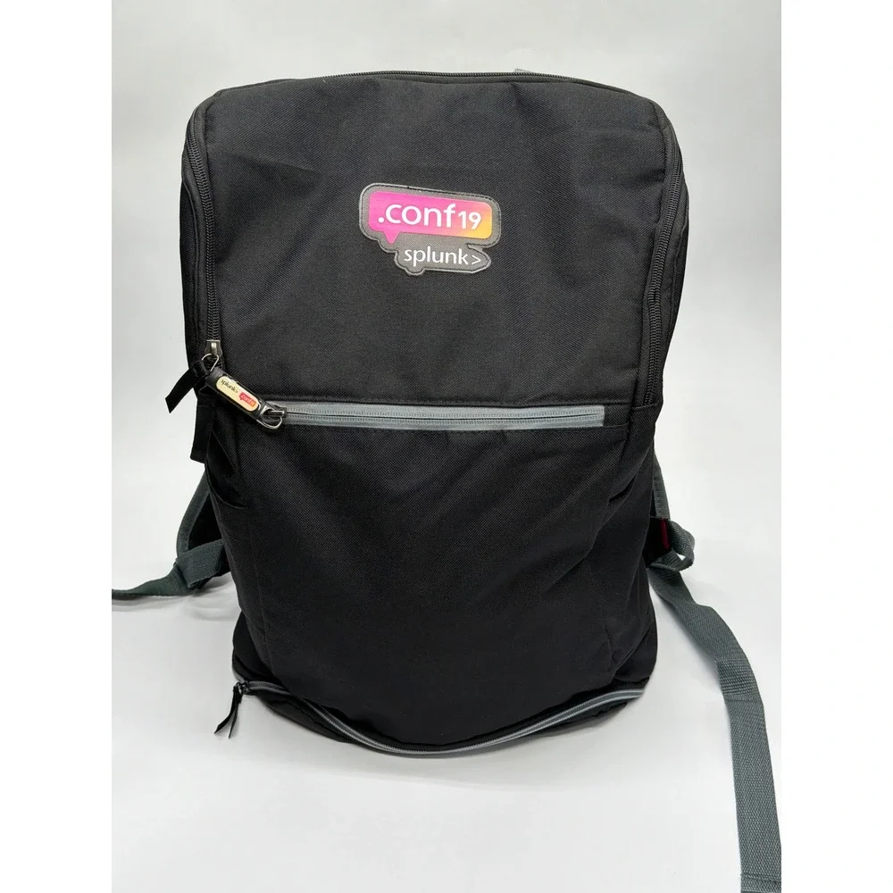 Splunk .conf19 Conference Backpack Black Laptop Bag Tech Swag Pink Orange Lining